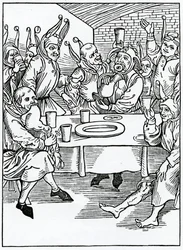 Von Glotzern und Trunkenbolden, Illustration aus Alexander Barclays englischer Übersetzung von 